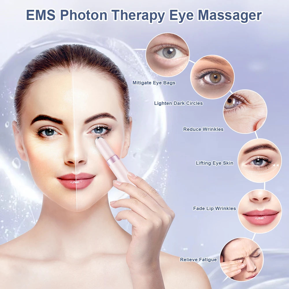 "Revitalize Your Eyes with  Electric Eye Massager - Reduce Wrinkles, Dark Circles, and Puffiness with EMS Technology and Hot Massage Therapy"