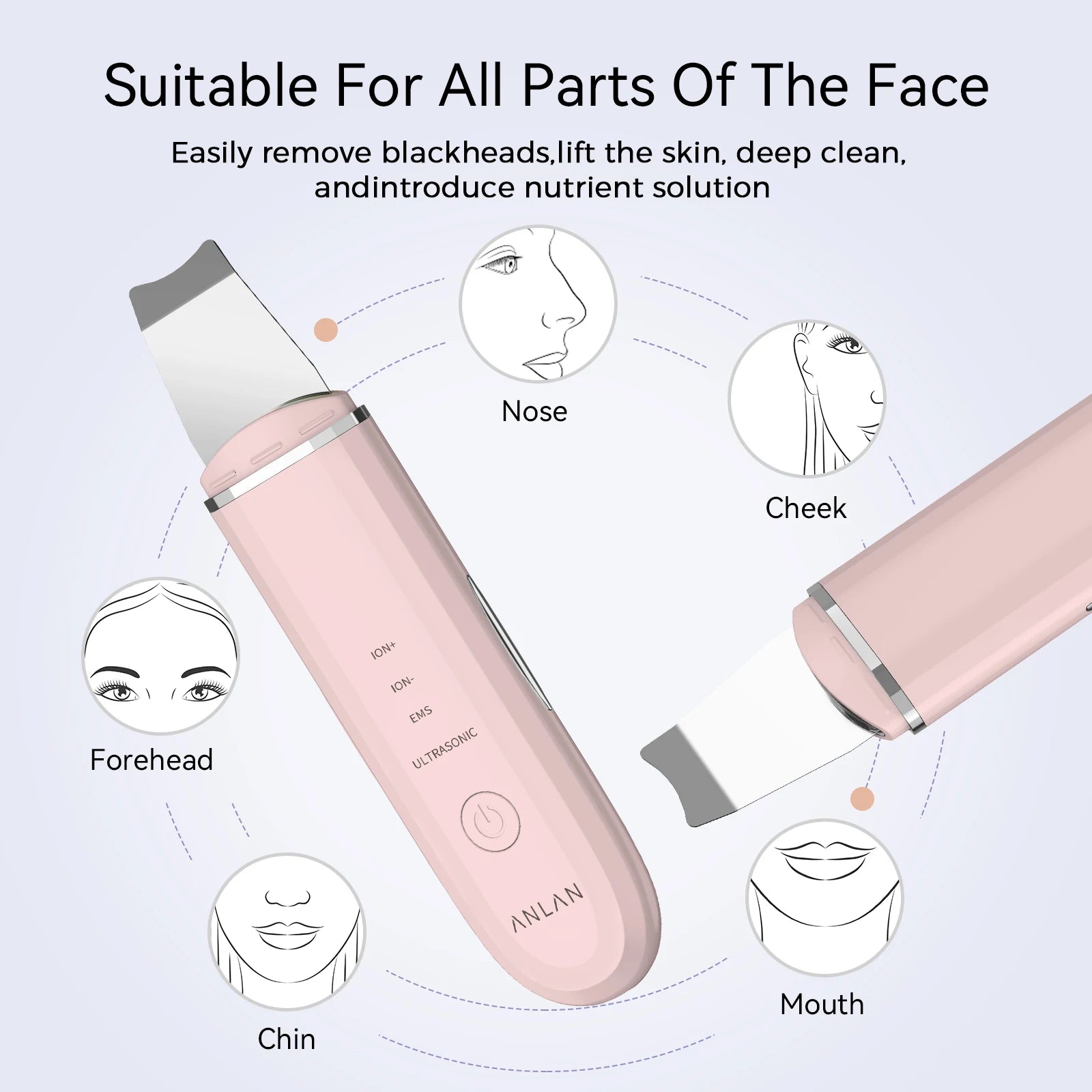 " Ultrasonic Skin Scrubber: Facial Cleansing, Blackhead Removal, and Lifting Tool"