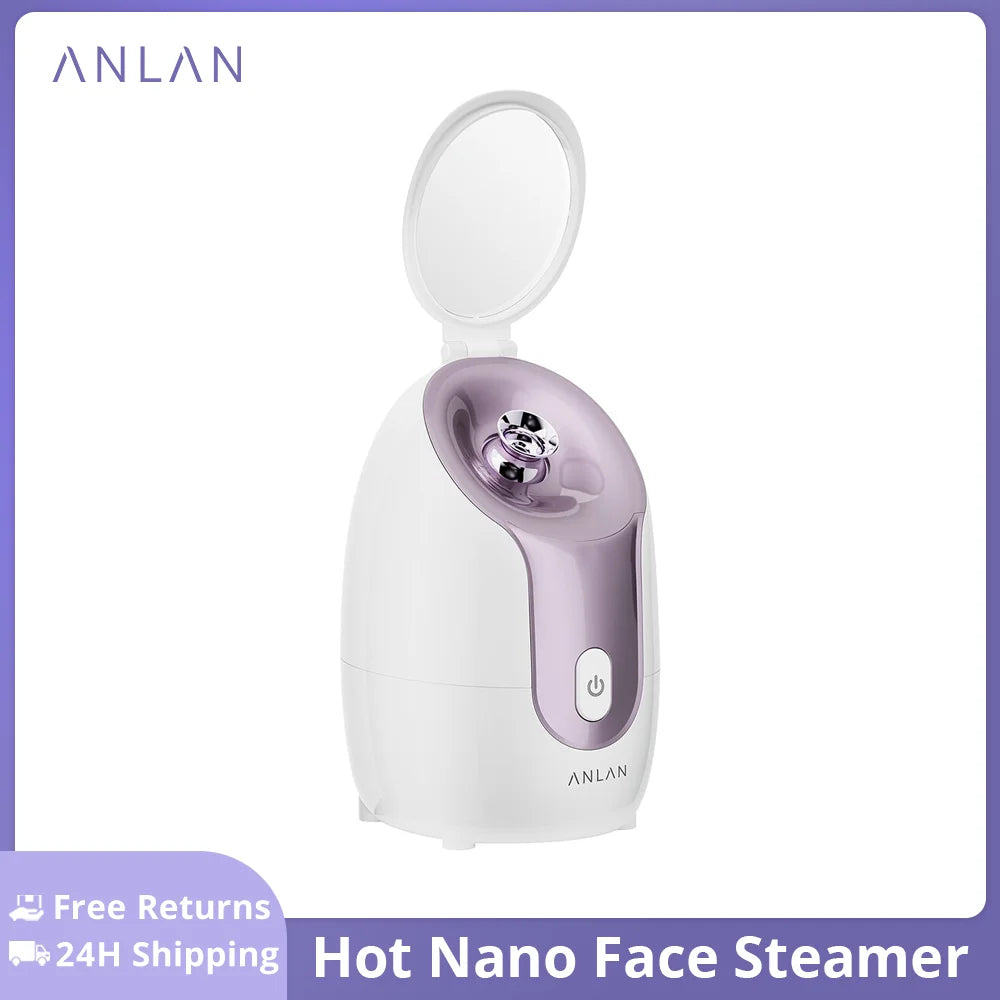 " Hot Nano Face Steamer: 2-in-1 Facial Spa with Mirror, Pore Cleansing, and Moisturizing Humidifier"