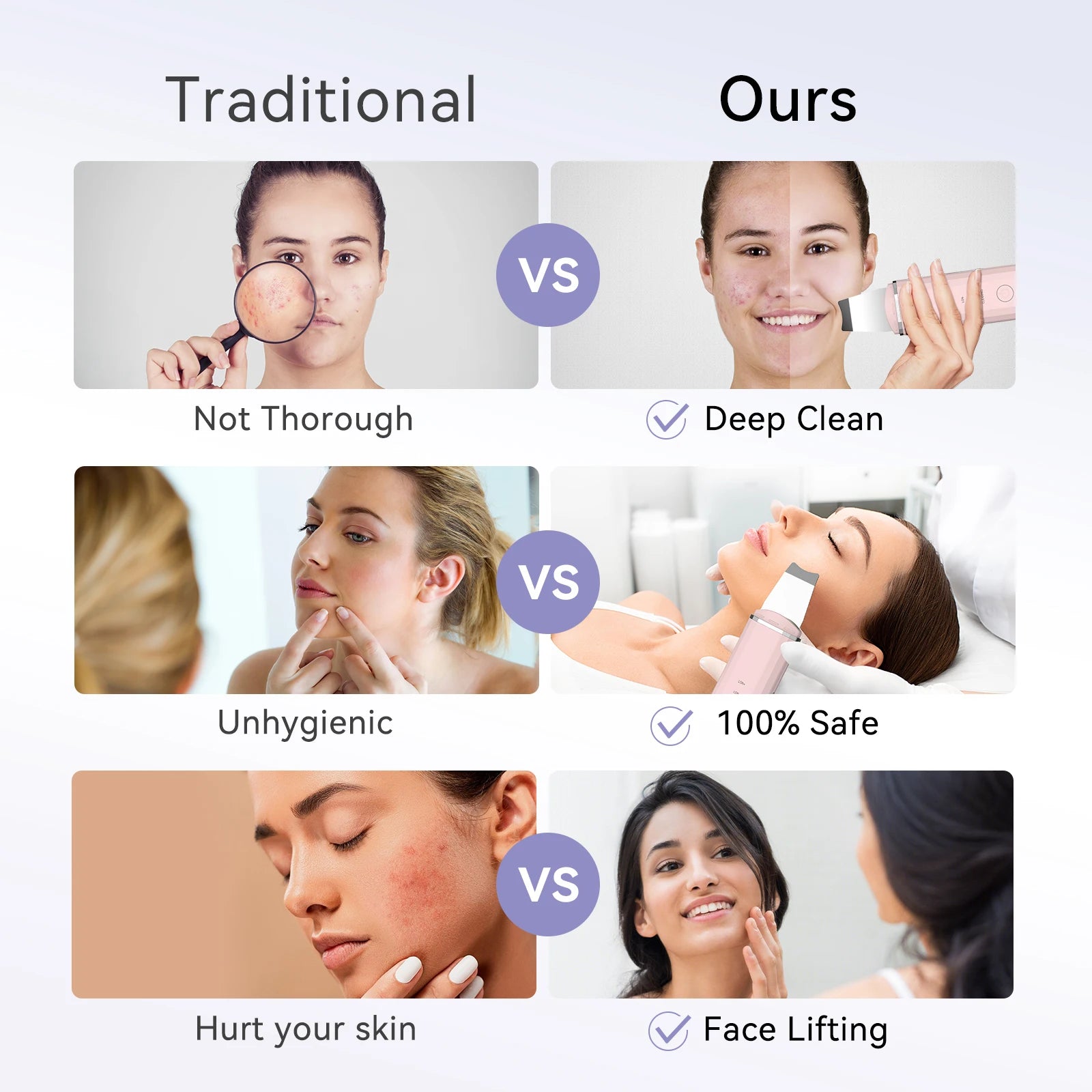 " Ultrasonic Skin Scrubber: Facial Cleansing, Blackhead Removal, and Lifting Tool"