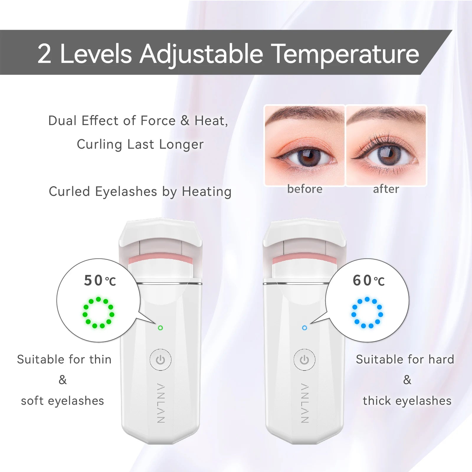 " Rechargeable Electric Heated Eyelash Curler for Long-Lasting Curls - Portable Makeup Tool for Perfectly Curled Lashes"