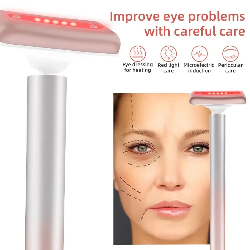 "Magic Glow Facial Wand: Microcurrent EMS Face Massager with Red Light Therapy for Youthful Skin and Bright Eyes"