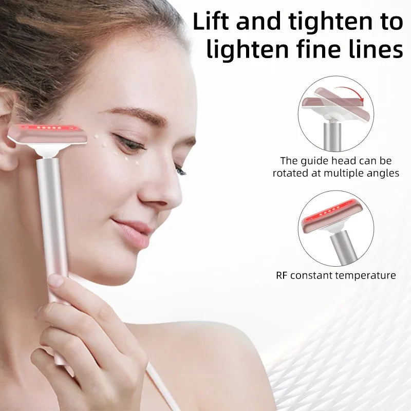 "Magic Glow Facial Wand: Microcurrent EMS Face Massager with Red Light Therapy for Youthful Skin and Bright Eyes"