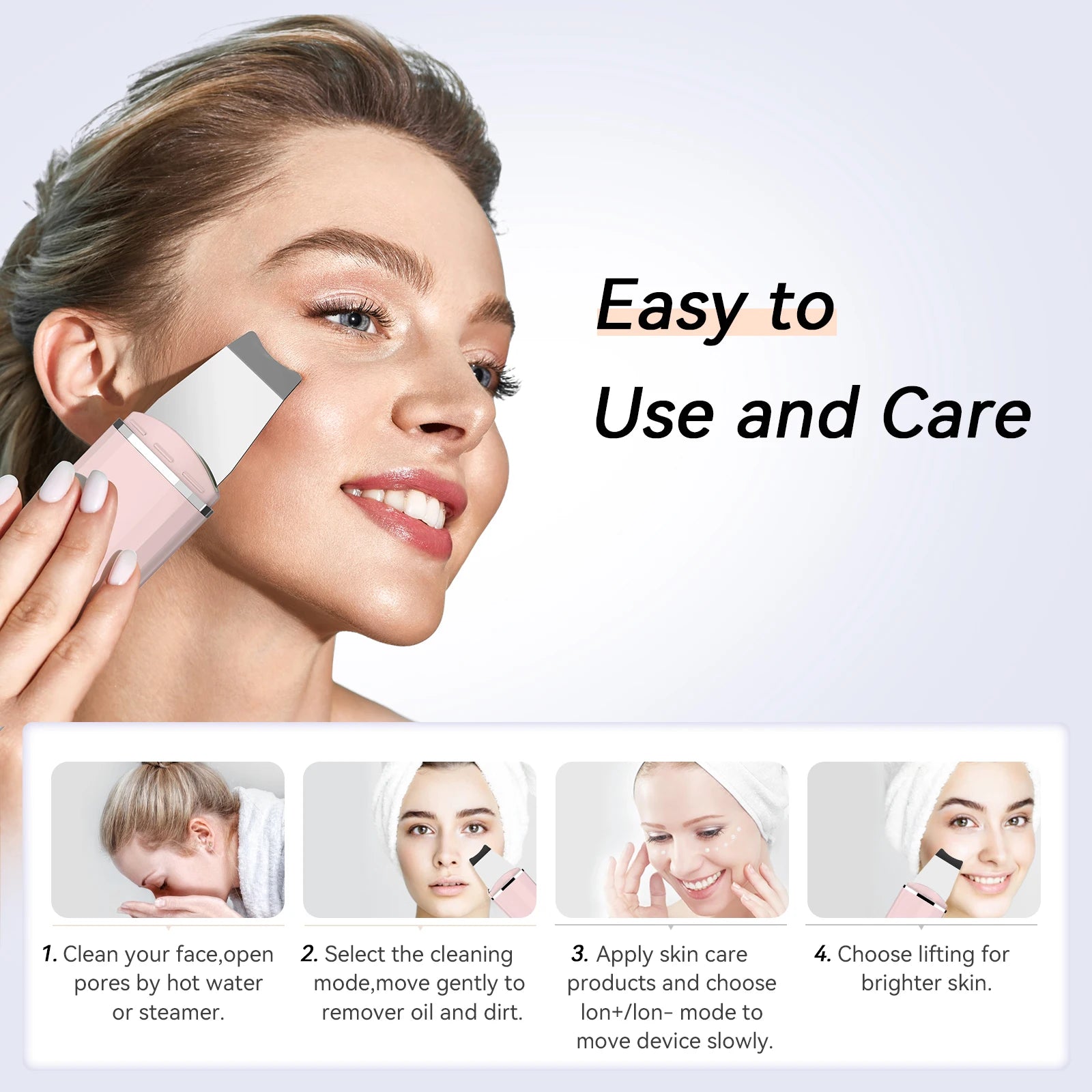 " Ultrasonic Skin Scrubber: Facial Cleansing, Blackhead Removal, and Lifting Tool"