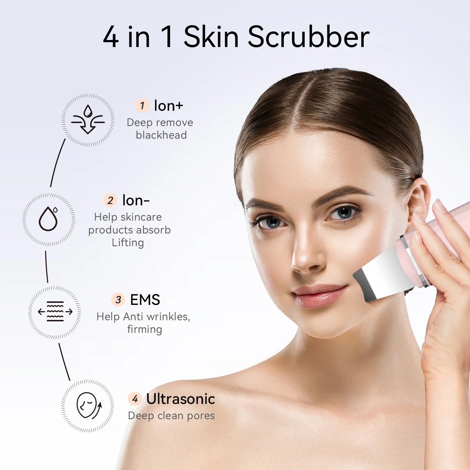 " Ultrasonic Skin Scrubber: Facial Cleansing, Blackhead Removal, and Lifting Tool"