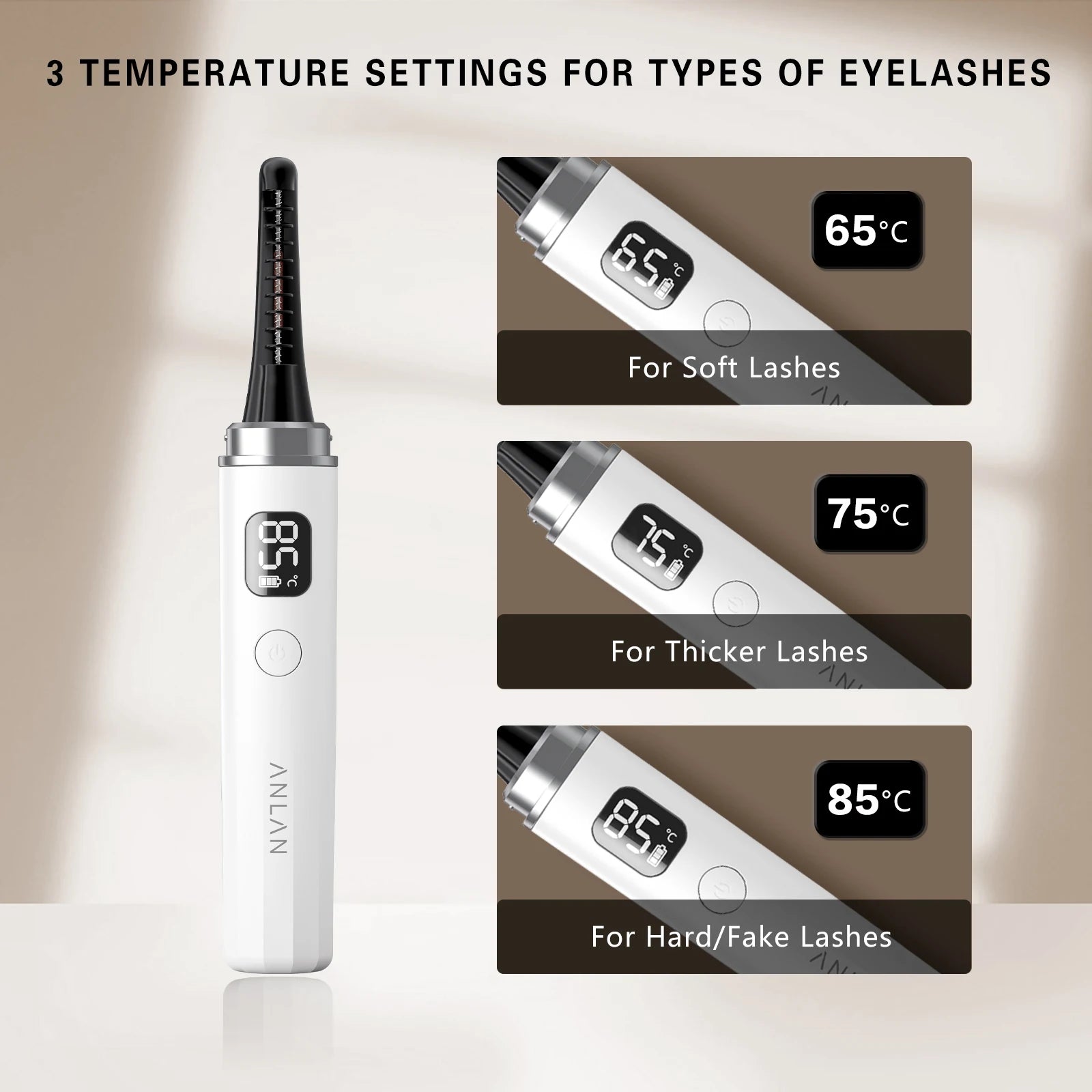 " Rechargeable Heated Eyelash Curler: Quick Heat, Long-Lasting Lift in Just 10 Seconds!"