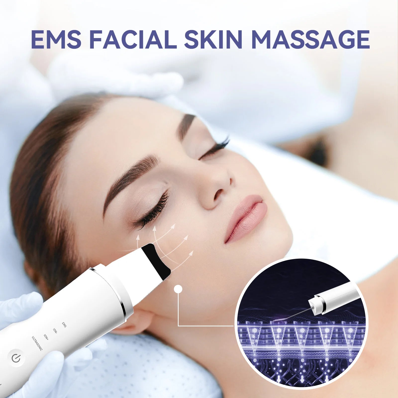 " 4-in-1 Skin Care Device: Ultrasonic Cleaner, Scrubber, EMS Face Lifting, and Deep Cleaning Machine"